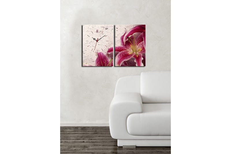 Dekorativ Canvasbilde med Klokke 2 Deler - Flerfarget - Innredning - Veggdekorasjon - Veggklokke