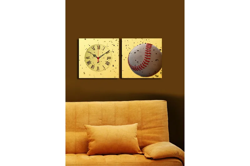 Dekorativ Canvasbilde med Klokke 2 Deler - Flerfarget - Innredning - Veggdekorasjon - Veggklokke