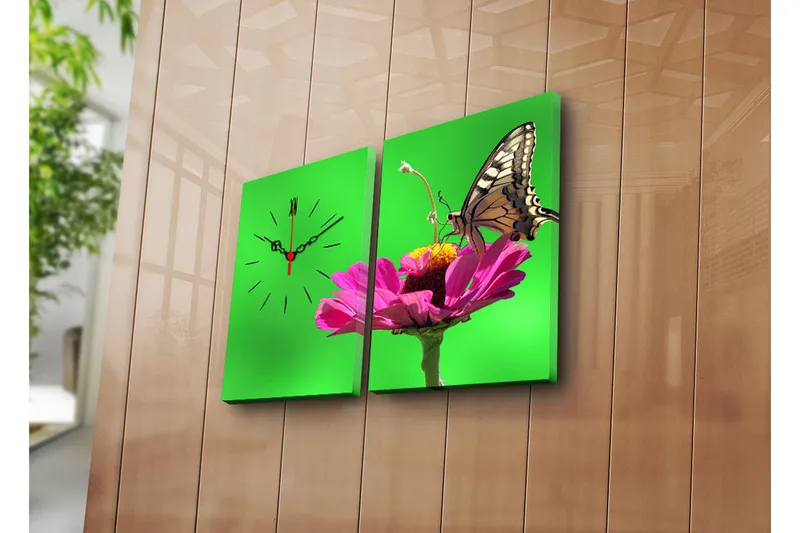 Dekorativ Canvasbilde med Klokke 2 Deler, Flerfarget