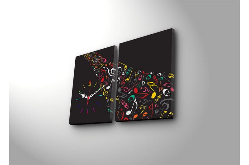 Dekorativ Canvasbilde med Klokke 2 Deler - Flerfarget - Innredning - Veggdekorasjon - Veggklokke