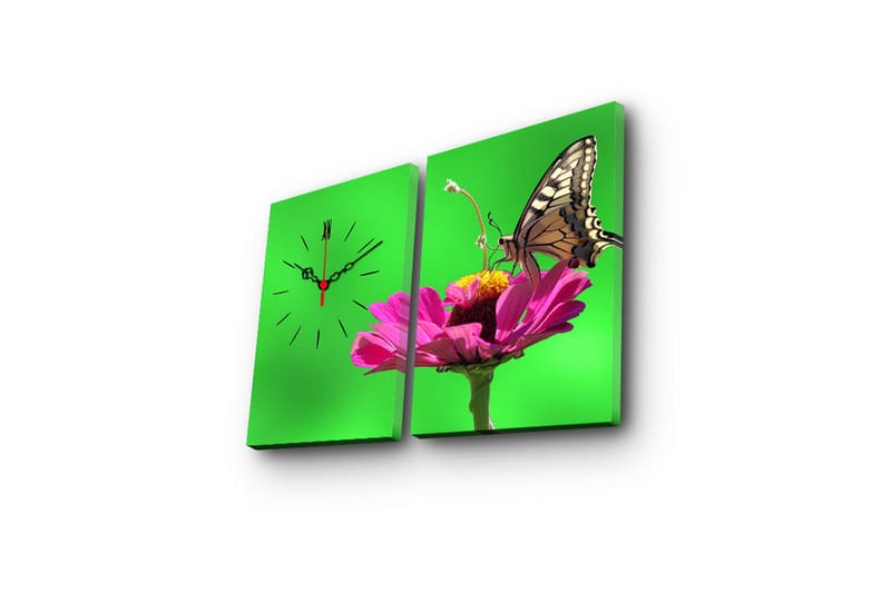 Dekorativ Canvasbilde med Klokke 2 Deler - Flerfarget - Innredning - Veggdekorasjon - Veggklokke