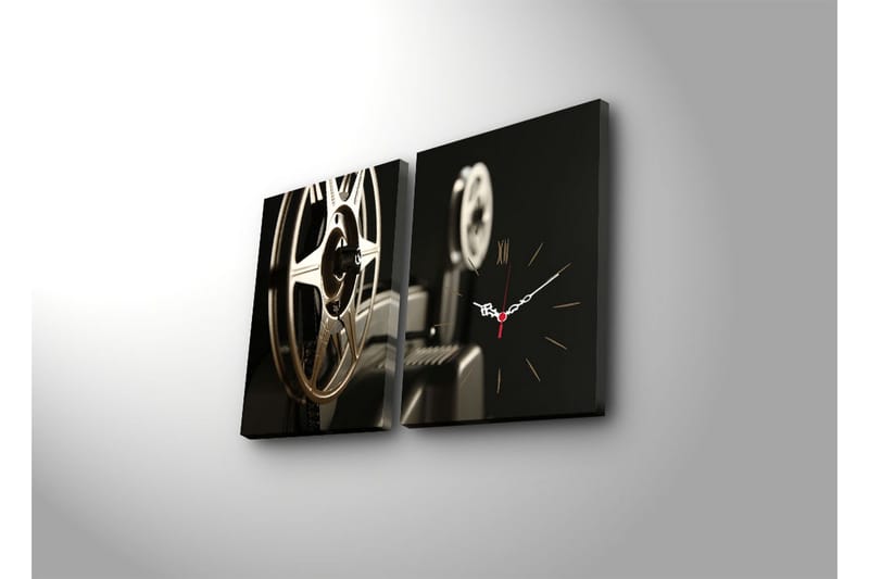 Dekorativ Canvasbilde med Klokke 2 Deler - Flerfarget - Innredning - Veggdekorasjon - Veggklokke