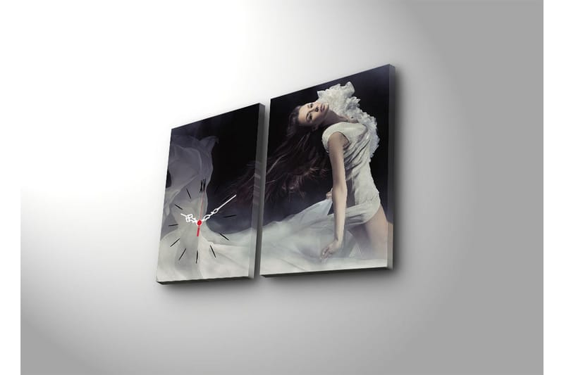 Dekorativ Canvasbilde med Klokke 2 Deler - Flerfarget - Innredning - Veggdekorasjon - Veggklokke