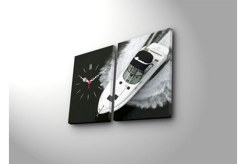 Dekorativ Canvasbilde med Klokke 2 Deler - Flerfarget - Innredning - Veggdekorasjon - Veggklokke