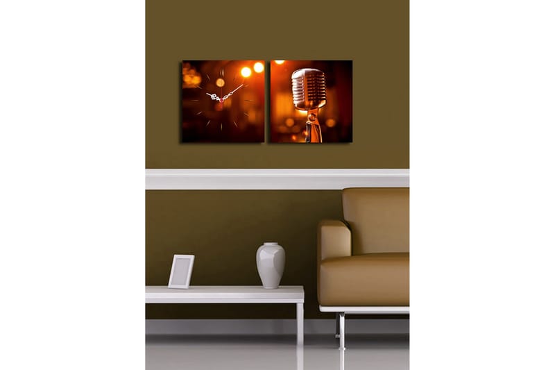 Dekorativ Canvasbilde med Klokke 2 Deler - Flerfarget - Innredning - Veggdekorasjon - Veggklokke