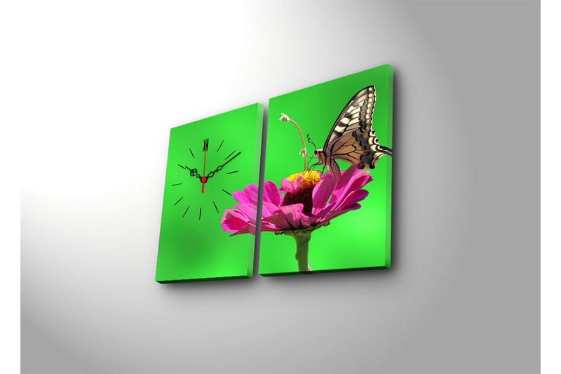 Dekorativ Canvasbilde med Klokke 2 Deler - Flerfarget - Innredning - Veggdekorasjon - Veggklokke