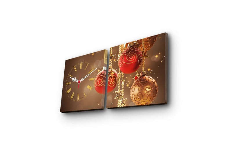 Dekorativ Canvasbilde med Klokke 2 Deler - Flerfarget - Innredning - Veggdekorasjon - Veggklokke