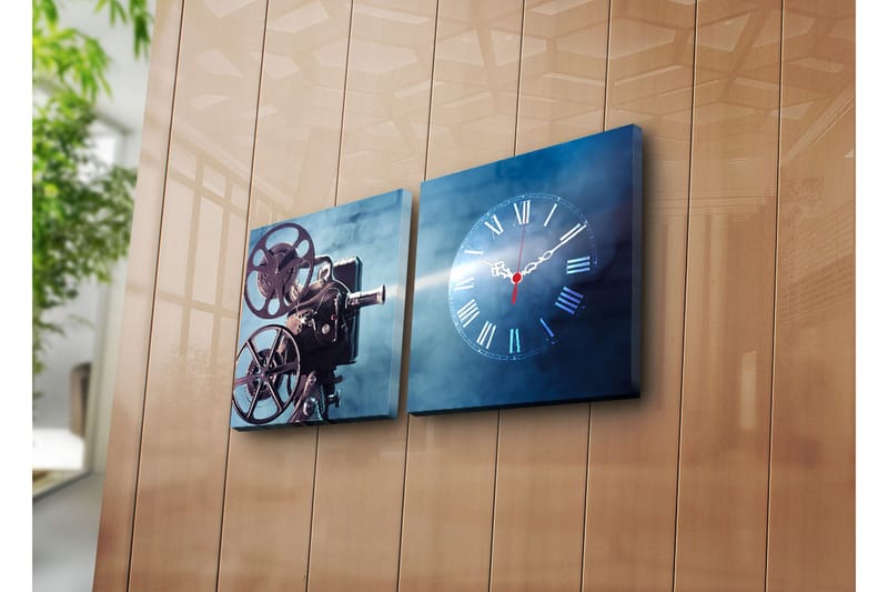 Dekorativ Canvasbilde med Klokke 2 Deler - Flerfarget - Innredning - Veggdekorasjon - Veggklokke