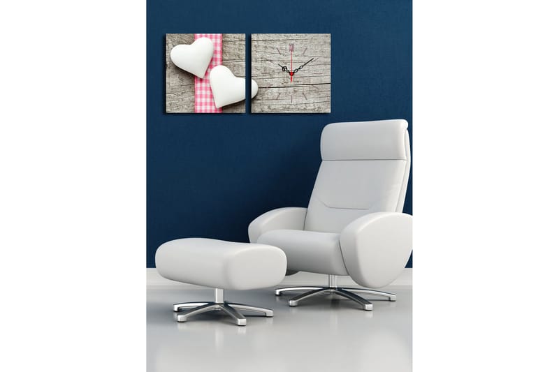 Dekorativ Canvasbilde med Klokke 2 Deler - Flerfarget - Innredning - Veggdekorasjon - Veggklokke