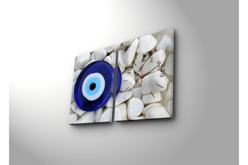 Dekorativ Canvasbilde med Klokke 2 Deler - Flerfarget - Innredning - Veggdekorasjon - Veggklokke