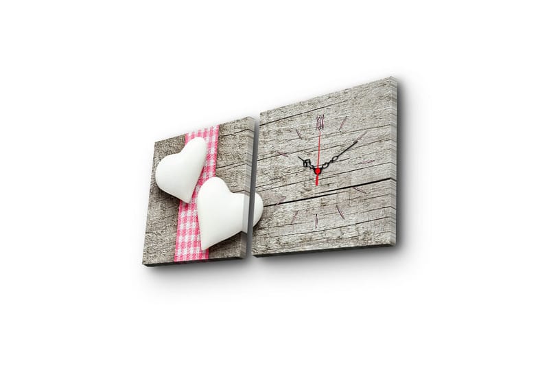 Dekorativ Canvasbilde med Klokke 2 Deler - Flerfarget - Innredning - Veggdekorasjon - Veggklokke