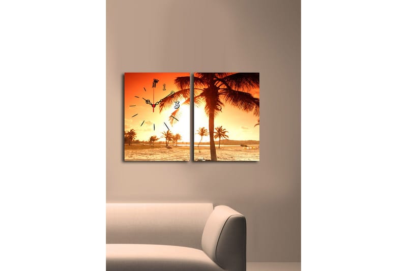 Dekorativ Canvasbilde med Klokke 2 Deler - Flerfarget - Innredning - Veggdekorasjon - Veggklokke