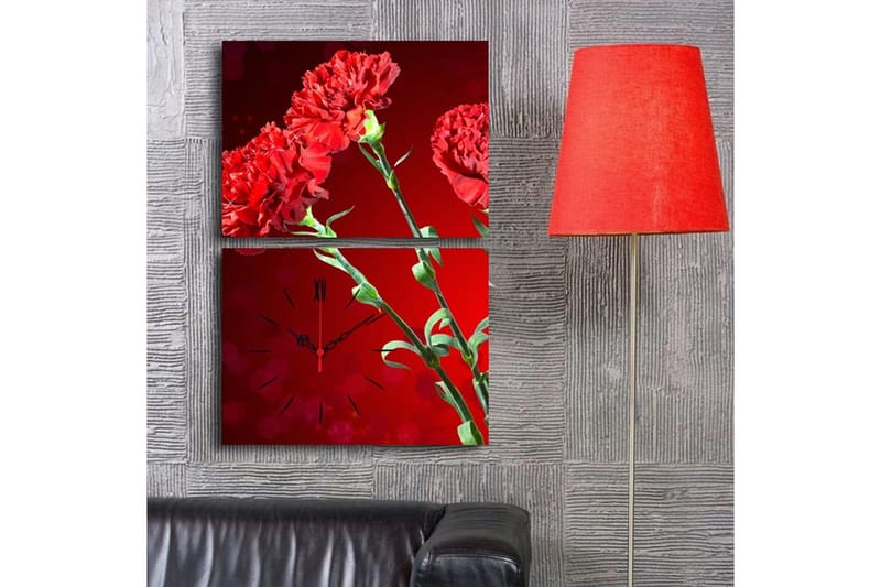 Dekorativ Canvasbilde med Klokke 2 Deler - Flerfarget - Innredning - Veggdekorasjon - Veggklokke