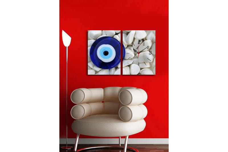 Dekorativ Canvasbilde med Klokke 2 Deler - Flerfarget - Innredning - Veggdekorasjon - Veggklokke