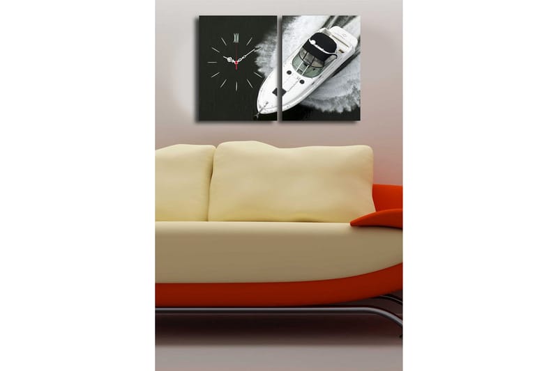 Dekorativ Canvasbilde med Klokke 2 Deler - Flerfarget - Innredning - Veggdekorasjon - Veggklokke