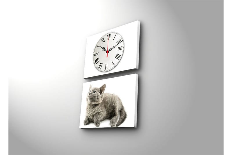 Dekorativ Canvasbilde med Klokke 2 Deler - Flerfarget - Innredning - Veggdekorasjon - Veggklokke