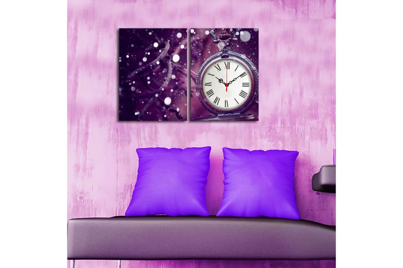 Dekorativ Canvasbilde med Klokke 2 Deler - Flerfarget - Innredning - Veggdekorasjon - Veggklokke