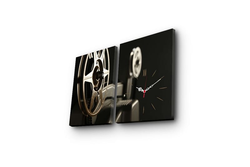 Dekorativ Canvasbilde med Klokke 2 Deler - Flerfarget - Innredning - Veggdekorasjon - Veggklokke