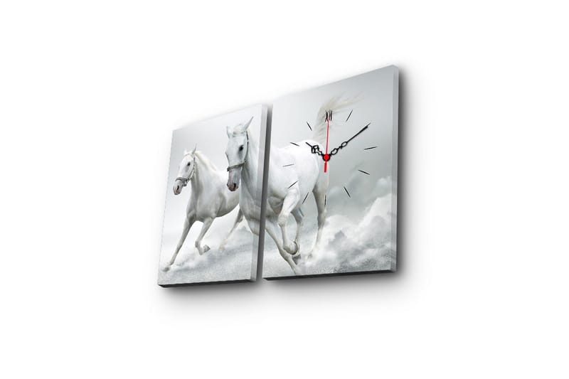 Dekorativ Canvasbilde med Klokke 2 Deler - Flerfarget - Innredning - Veggdekorasjon - Veggklokke