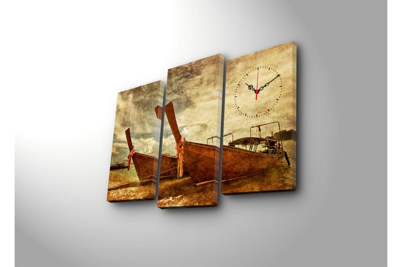 Dekorativ Canvasbilde med Klokke 3 Deler - Flerfarget - Innredning - Veggdekorasjon - Veggklokke