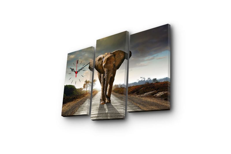 Dekorativ Canvasbilde med Klokke 3 Deler - Flerfarget - Innredning - Veggdekorasjon - Veggklokke