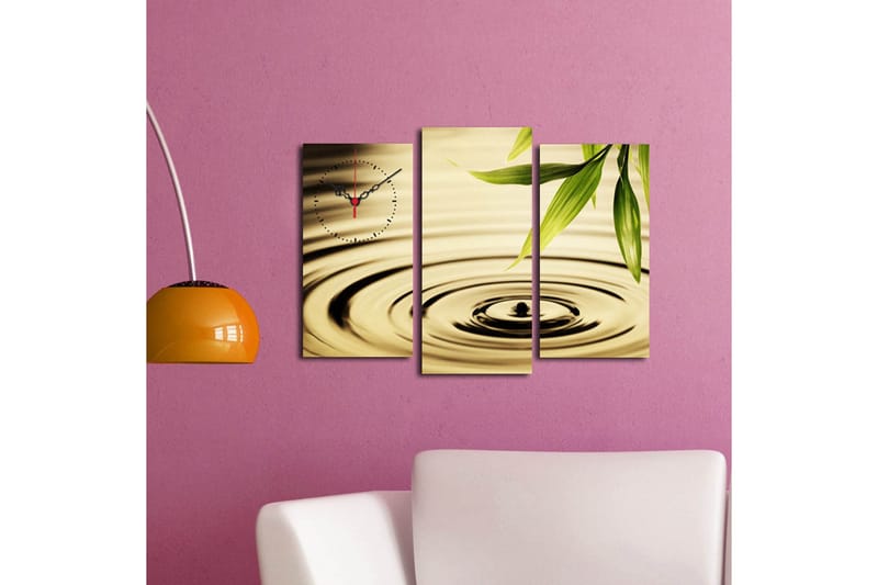 Dekorativ Canvasbilde med Klokke 3 Deler - Flerfarget - Innredning - Veggdekorasjon - Veggklokke