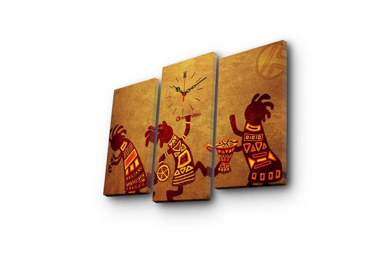 Dekorativ Canvasbilde med Klokke 3 Deler - Flerfarget - Innredning - Veggdekorasjon - Veggklokke