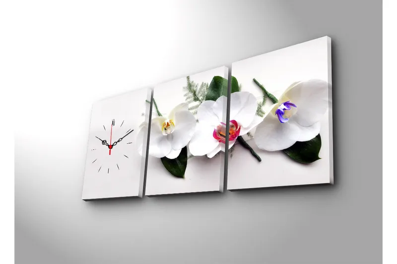 Dekorativ Canvasbilde med Klokke 3 Deler - Flerfarget - Innredning - Veggdekorasjon - Veggklokke