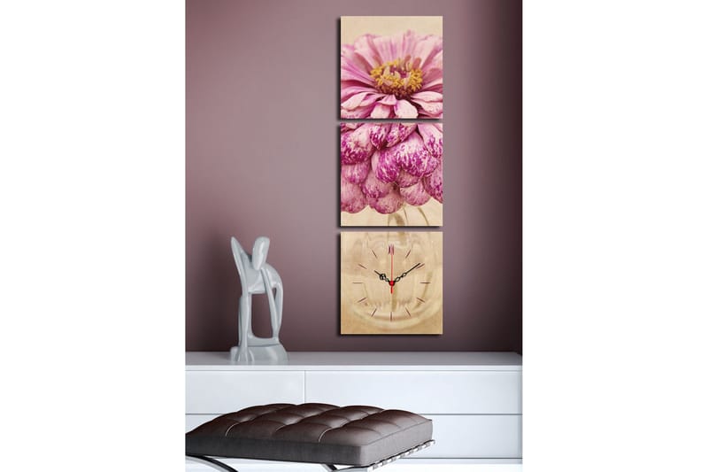 Dekorativ Canvasbilde med Klokke 3 Deler - Flerfarget - Innredning - Veggdekorasjon - Veggklokke