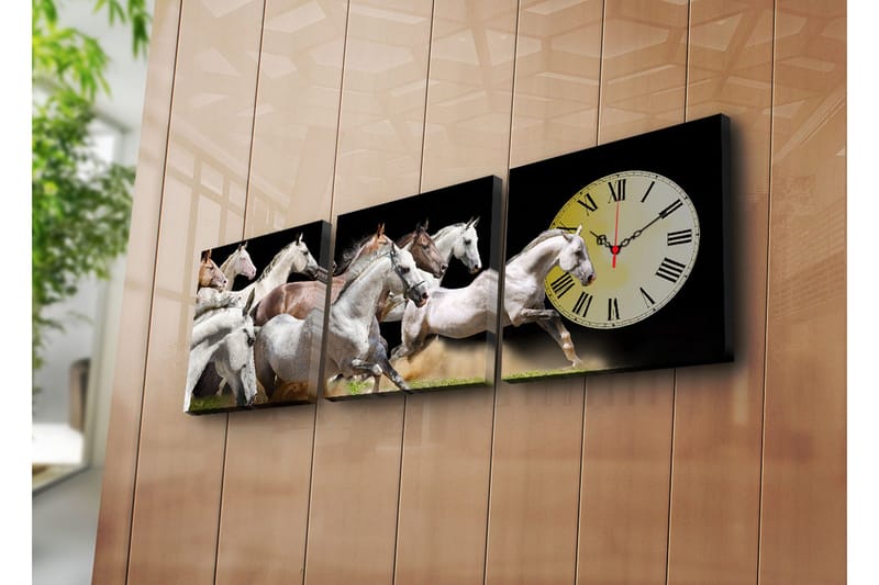 Dekorativ Canvasbilde med Klokke 3 Deler, Flerfarget