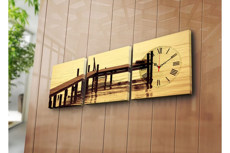 Dekorativ Canvasbilde med Klokke 3 Deler, Flerfarget