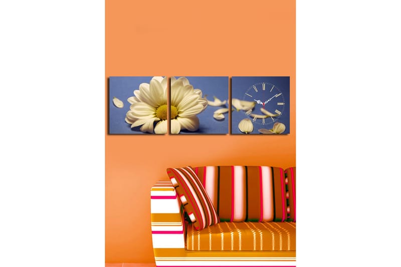 Dekorativ Canvasbilde med Klokke 3 Deler - Flerfarget - Innredning - Veggdekorasjon - Veggklokke