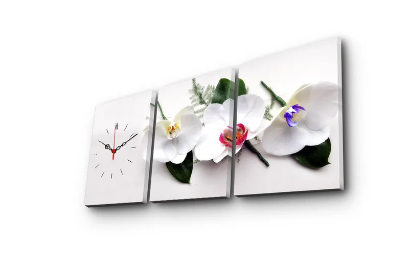 Dekorativ Canvasbilde med Klokke 3 Deler - Flerfarget - Innredning - Veggdekorasjon - Veggklokke