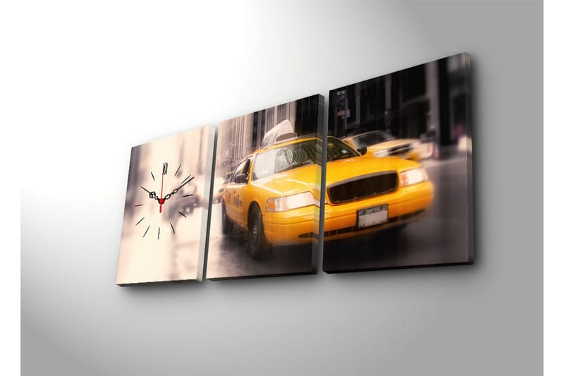 Dekorativ Canvasbilde med Klokke 3 Deler - Flerfarget - Innredning - Veggdekorasjon - Veggklokke