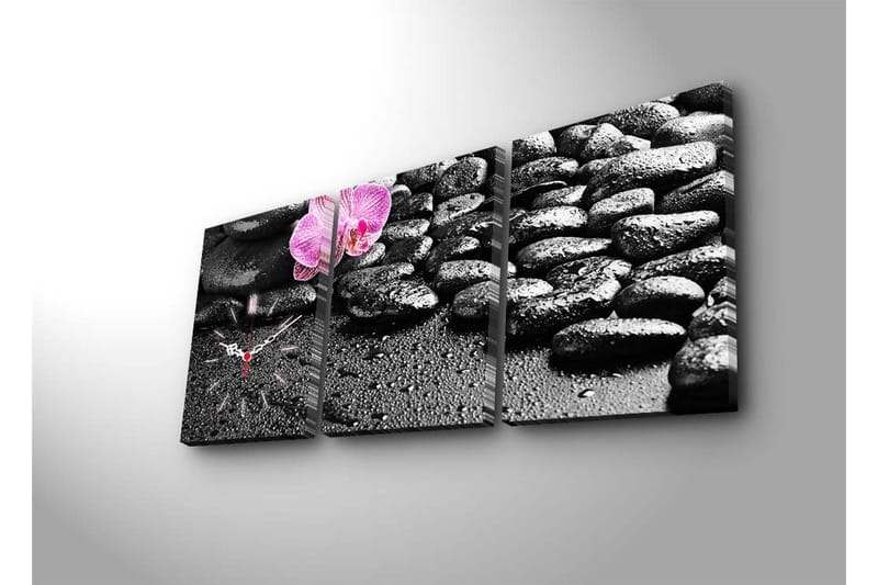 Dekorativ Canvasbilde med Klokke 3 Deler - Flerfarget - Innredning - Veggdekorasjon - Veggklokke