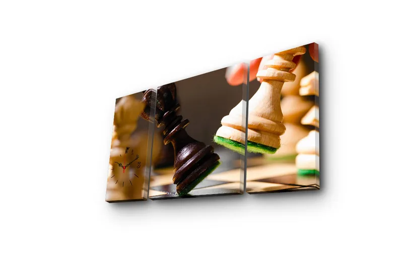 Dekorativ Canvasbilde med Klokke 3 Deler - Flerfarget - Innredning - Veggdekorasjon - Veggklokke