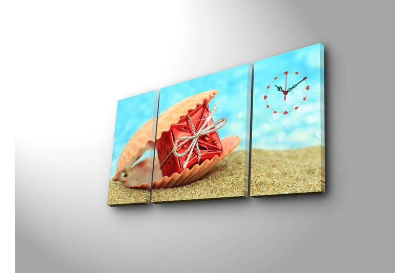 Dekorativ Canvasbilde med Klokke 3 Deler - Flerfarget - Innredning - Veggdekorasjon - Veggklokke