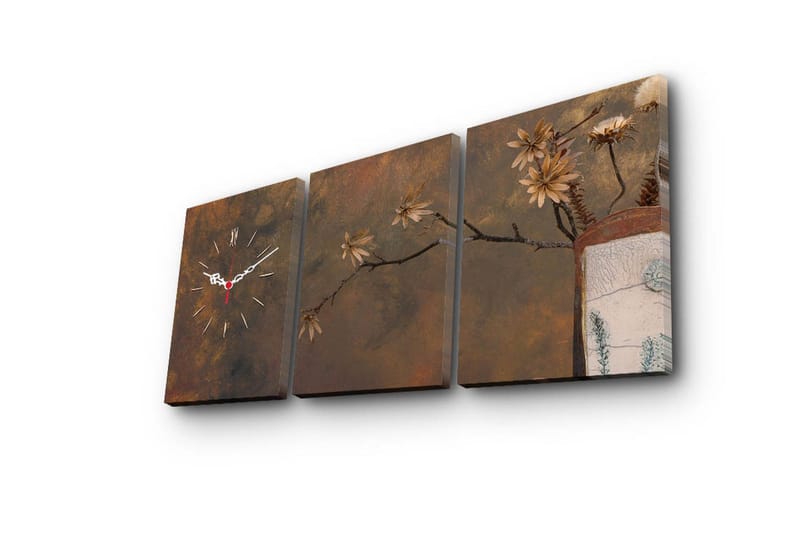 Dekorativ Canvasbilde med Klokke 3 Deler - Flerfarget - Innredning - Veggdekorasjon - Veggklokke