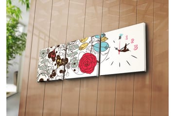 Dekorativ Canvasbilde med Klokke 3 Deler - Flerfarget - Innredning - Veggdekorasjon - Veggklokke