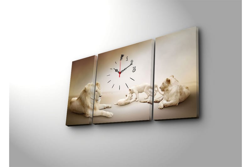 Dekorativ Canvasbilde med Klokke 3 Deler - Flerfarget - Innredning - Veggdekorasjon - Veggklokke