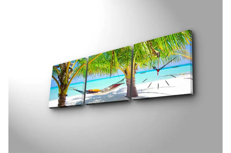 Dekorativ Canvasbilde med Klokke 3 Deler - Flerfarget - Innredning - Veggdekorasjon - Veggklokke