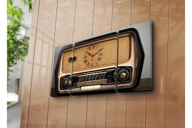 Dekorativ Canvasbilde med Klokke 3 Deler, Flerfarget