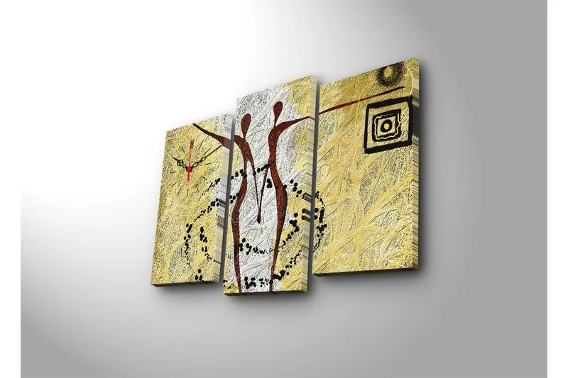 Dekorativ Canvasbilde med Klokke 3 Deler - Flerfarget - Innredning - Veggdekorasjon - Veggklokke