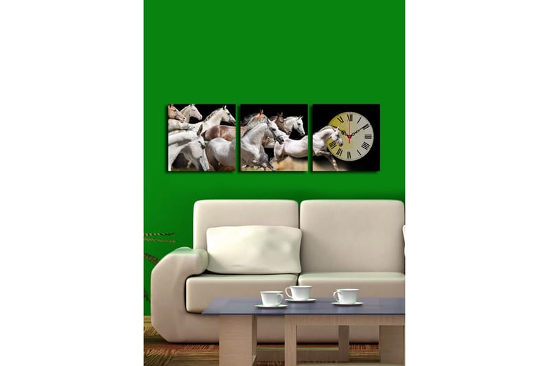 Dekorativ Canvasbilde med Klokke 3 Deler - Flerfarget - Innredning - Veggdekorasjon - Veggklokke