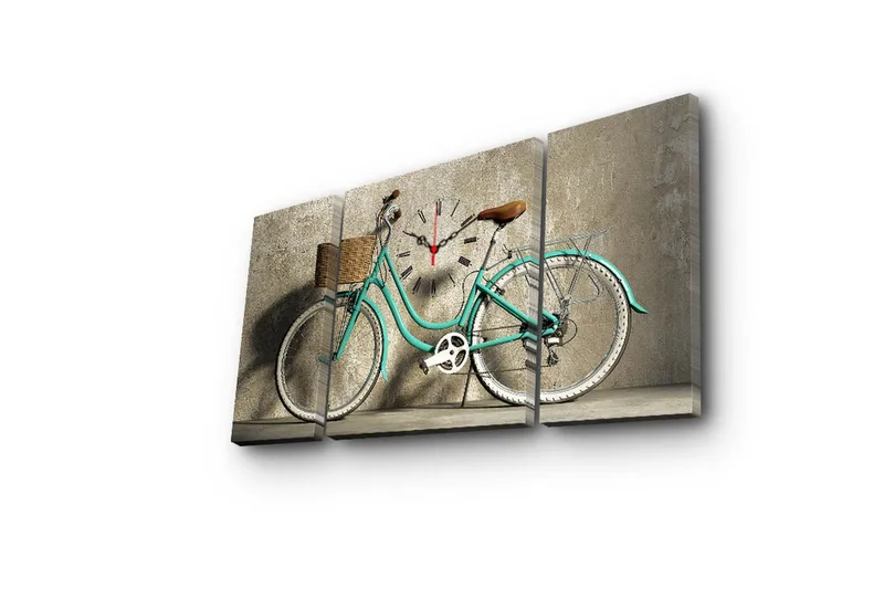 Dekorativ Canvasbilde med Klokke 3 Deler - Flerfarget - Innredning - Veggdekorasjon - Veggklokke