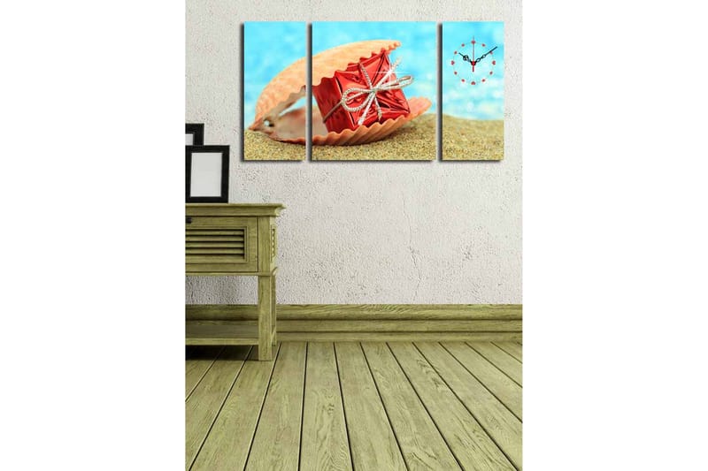 Dekorativ Canvasbilde med Klokke 3 Deler - Flerfarget - Innredning - Veggdekorasjon - Veggklokke