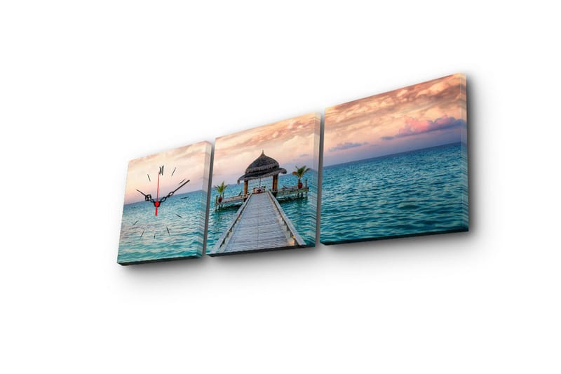 Dekorativ Canvasbilde med Klokke 3 Deler - Flerfarget - Innredning - Veggdekorasjon - Veggklokke