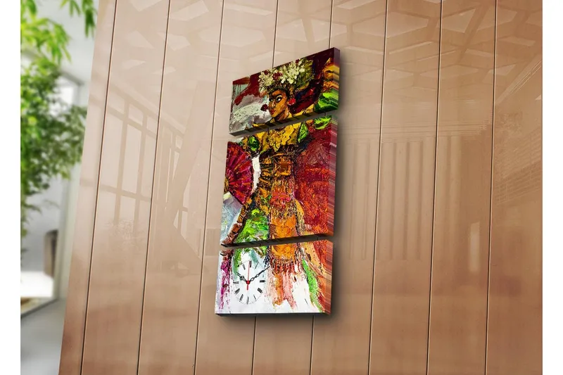 Dekorativ Canvasbilde med Klokke 3 Deler, Flerfarget