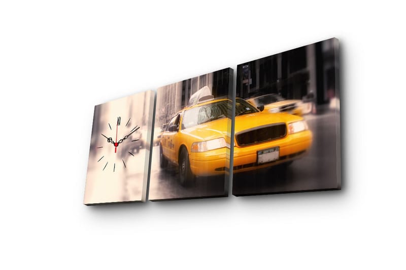 Dekorativ Canvasbilde med Klokke 3 Deler - Flerfarget - Innredning - Veggdekorasjon - Veggklokke