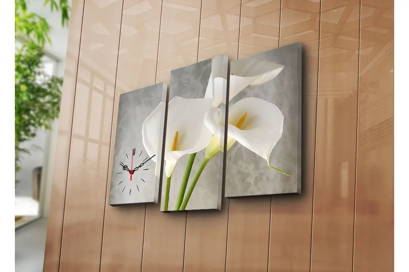 Dekorativ Canvasbilde med Klokke 3 Deler, Flerfarget